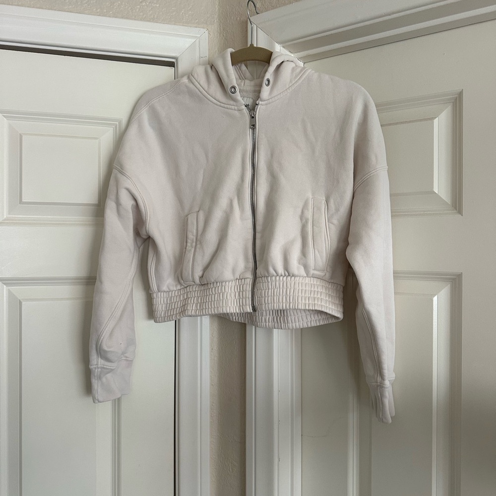 Abercrombie & Fitch Cream Essential SoftAF Max Cinched Full-Zip Hoodie